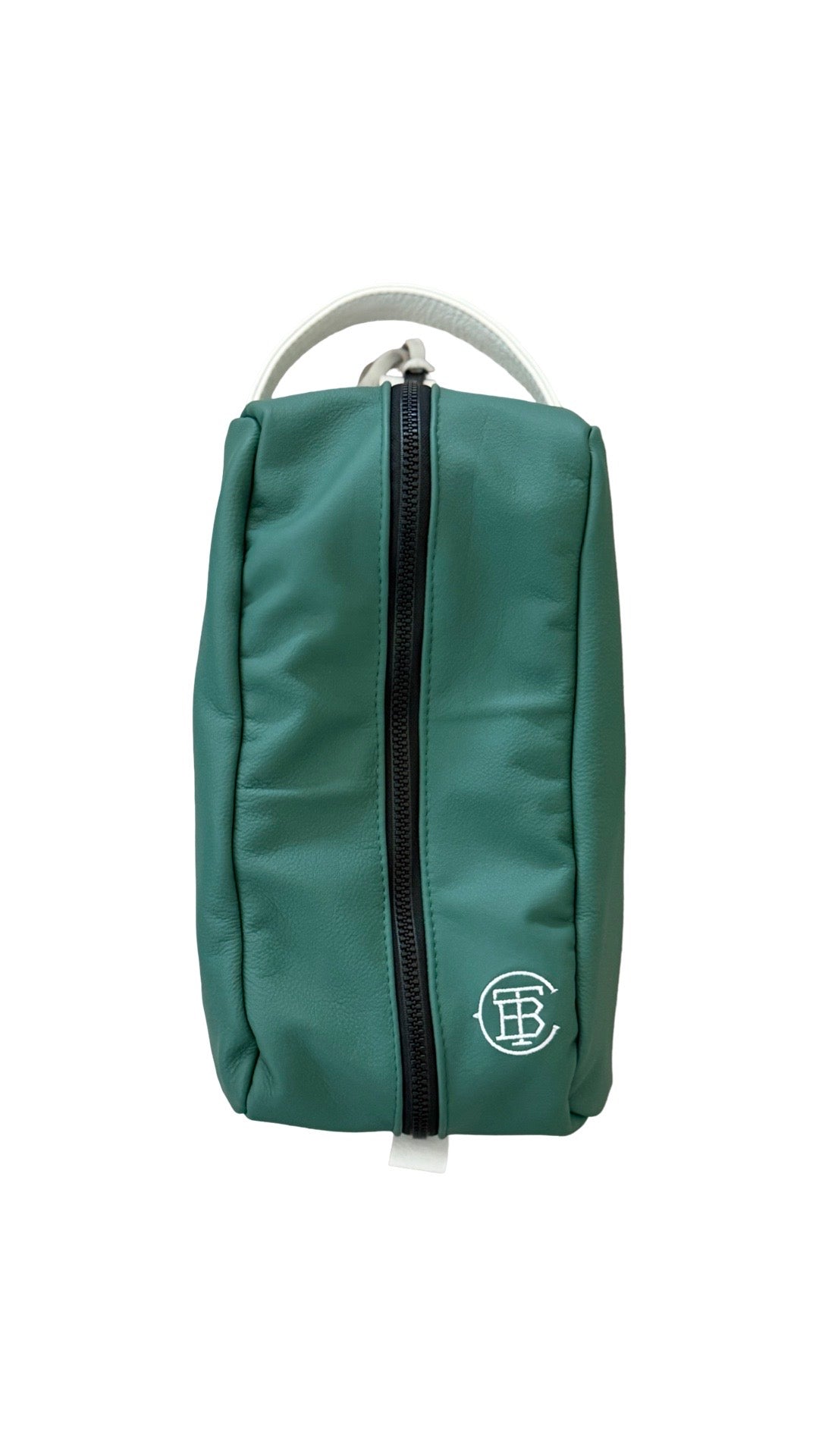 Green/White Leather Shoe Bag